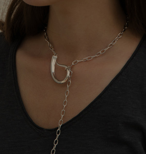 Oversized Karimata statement chunky necklace | Sterling Silver - White Rhodium - JOULALA