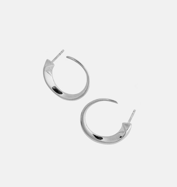 Nias sculptural hoops earrings | Sterling Silver - White Rhodium - JOULALA