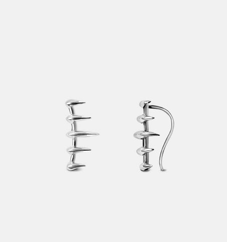 handcrafted ear climber claws earrings in sterling silver